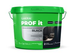 Краска интерьерная латексная Лакра PROF IT BLACK чёрная 12 кг, вид