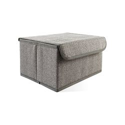 Коробка для хранения вещей серый с крышкой 25x19x13, изображение