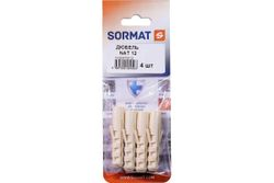 Дюбель распорный SORMAT NAT 12x60 мм нейлон 4 шт, крупный план