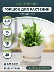 Горшок для цветов "Лодочка" 2,8 литра с поддоном, изготовлен из композитного пластика, цвет белый камень, детальное фото