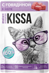 Корм консервированный для кошек KISSA с говядиной в желе, 75г, крупный план