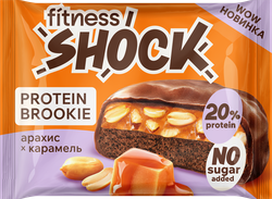 Печенье протеиновое FITNESSHOCK Brookie Арахис–Карамель, 50г, крупный план