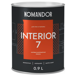 Краска для стен и потолков матовая KOMANDOR INTERIOR 7 БАЗА C 0,9 Л, детальное фото