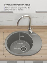 Кухонная мойка Nova 59-48, цвет серый, картинка
