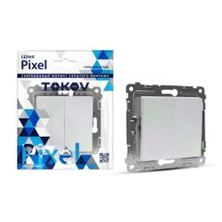 Выключатель 2-клавишный TOKOV ELECTRIC PIXEL 1792288 перламутр, фотография