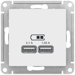 Розетка USB 2 поста Schneider Electric Atlas Design белый, вид