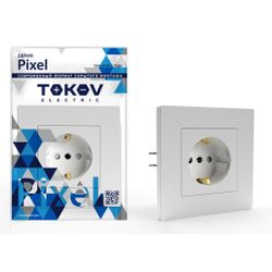Розетка электрическая TOKOV ELECTRIC PIXEL 1791366 белый, фотография