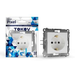 Розетка электрическая TOKOV ELECTRIC PIXEL 1791367 белый, крупный план