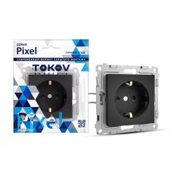 Розетка электрическая TOKOV ELECTRIC PIXEL 1792327 карбон, вид