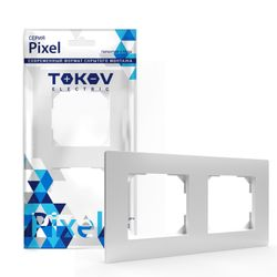 Рамка 2 поста TOKOV ELECTRIC PIXEL белый, детальное фото