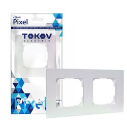 Рамка 2 поста TOKOV ELECTRIC PIXEL перламутр, фото