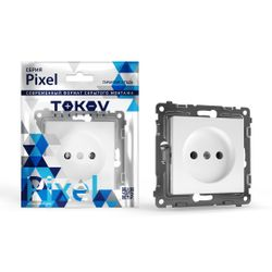 Розетка электрическая 1 пост TOKOV ELECTRIC PIXEL белый, изображение