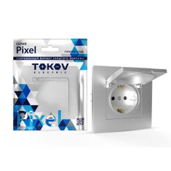 Розетка электрическая TOKOV ELECTRIC PIXEL 1792270 алюминий, картинка