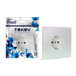 Розетка электрическая TOKOV ELECTRIC PIXEL 1792297 перламутр, фотография