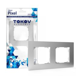 Рамка 2 поста TOKOV ELECTRIC PIXEL алюминий, вид