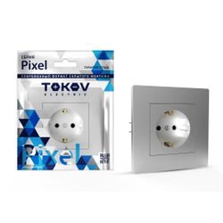 Розетка электрическая TOKOV ELECTRIC PIXEL 1792268 алюминий, картинка
