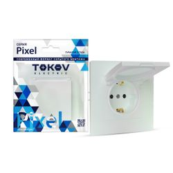 Розетка электрическая 1 пост TOKOV ELECTRIC PIXEL перламутр, детальное фото