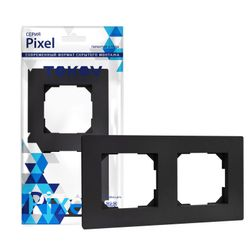 Рамка 2 поста TOKOV ELECTRIC PIXEL карбон, детальное фото