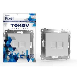 Розетка RJ-45 2 поста TOKOV ELECTRIC PIXEL белый, картинка