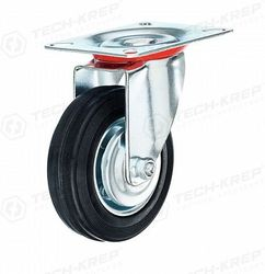 Колесо промышл поворот. сталободс резин шиной и роликоподшип., площадка, D100 Tech-KREP, детальное фото