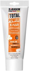 Монтажный клей ZIGGER TOTAL POWER акриловый универсальный прозрачный туба 250 мл, изображение