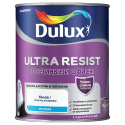 Краска Dulux Ultra Resist Гостиные и Офисы мат BW 1л, вид