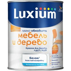 Краска Luxium by Dulux мебель и дерево матовая BW 0,75 л, фотография