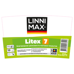 Краска в/д интерьерная LINNIMAX Litex 7 / Литекс 7 База 1 0,9 л, детальное фото
