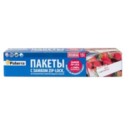 Пакеты Paterra с зип-замком для замораживания и хранения 27х28 см, 3 л, 15шт, картинка