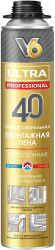 Монтажная пена V6 ULTRA 40 профессиональная всесезонная 600 мл, крупный план