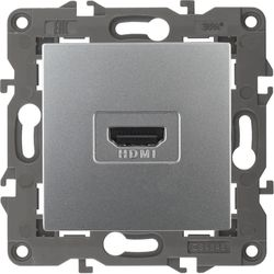 Розетка HDMI 1 пост ЭРА Elegance алюминий, вид