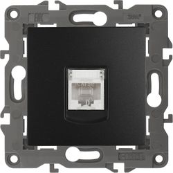 Розетка RJ-45 1 пост ЭРА Elegance антрацит, фотография
