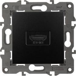 Розетка HDMI 1 пост ЭРА Elegance антрацит, изображение