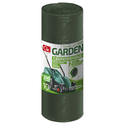 Пакеты для мусора Grifon Proff Garden двухслойные 240 л, зеленый, 10 шт, крупный план