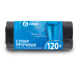 Мешок для мусора ПНД в рулоне 120 л 65x105 17 мкр. Grass черный 15 шт, вид