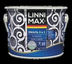 Эмаль LINNIMAX алкидно-уретановая по ржавчине 3 в 1 серая 2,5л, вид
