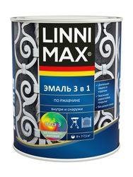 Эмаль LINNIMAX алкидно-уретановая по ржавчине 3 в 1 база 3 0,69л, картинка
