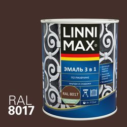Эмаль LINNIMAX алкидно-уретановая по ржавчине 3 в 1 шоколадная 0,75 л, вид