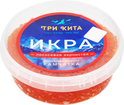 Икра горбуши ТРИ КИТА зернистая, 400г, изображение