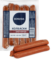 Колбаски полукопченые BONVIDA Охотничьи ГОСТ, 300г, детальное фото
