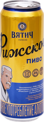 Пиво светлое ВЯТИЧ Рижское фильтрованное непастеризованное 4,9%, 0.45л, изображение