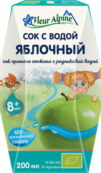 Напиток фруктовый FLEUR ALPINE Яблочный, прямого отжима с родниковой водой, с 8 месяцев, 200мл, вид