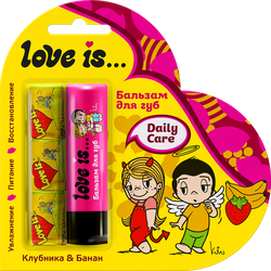 Бальзам для губ LOVE IS Клубника, банан+Жевательная резинка, 12,6г, 4,2г, детальное фото