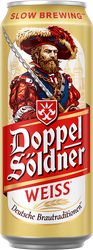 Пиво светлое DOPPELSOLDNER Weiss пшеничное нефильтрованное пастеризованное неосветленное, 0.45л, крупный план
