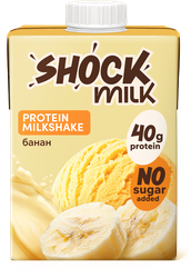 Коктейль молочный ультрапастеризованный SHOCK MILK Банан высокобелковый обезжиренный, 480мл, фотография
