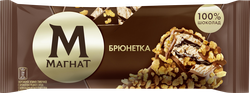 Мороженое МАГНАТ Брюнетка, сливочное с ароматом грецкого ореха с шоколадным наполнителем в молочном шоколаде с кешью и кукурузными хлопьями 8%, без змж, эскимо, 67г, фото