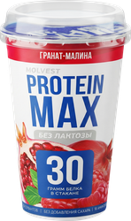 Напиток кисломолочный MOLVEST Protein max Гранат, малина высокобелковый обезжиренный без лактозы, 240г, фотография