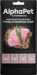 Лакомство для кошек ALPHAPET Superpremium с тунцом и льняным семенем, 48г, вид