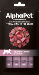 Лакомство для кошек ALPHAPET Superpremium с тунцом и льняным семенем, 48г, вид