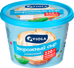 Сыр творожный VIOLA Сливочный 70% без змж, 220г, крупный план